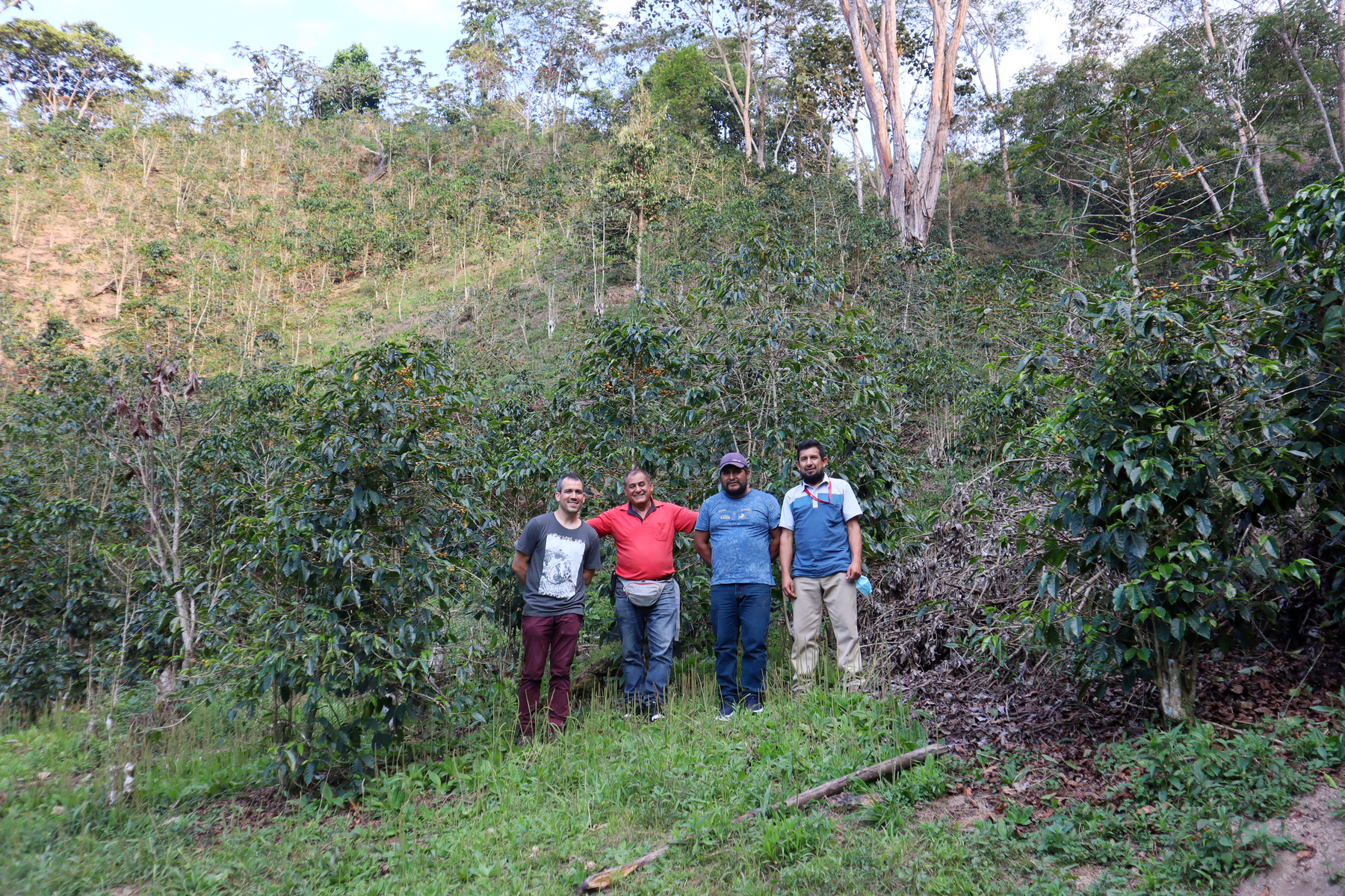 Renaud avec les producteurs de café pour allpeco certifié fair trade, direct trade